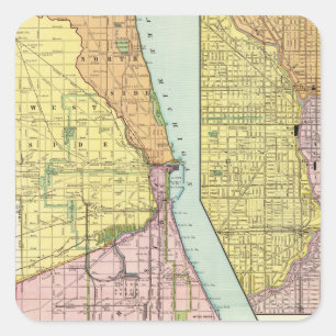 Chicago Railway Terminal Karta Fyrkantigt Klistermärke