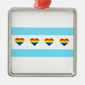 Chicago Rainbow Hearts Flagga Julgransprydnad Metall