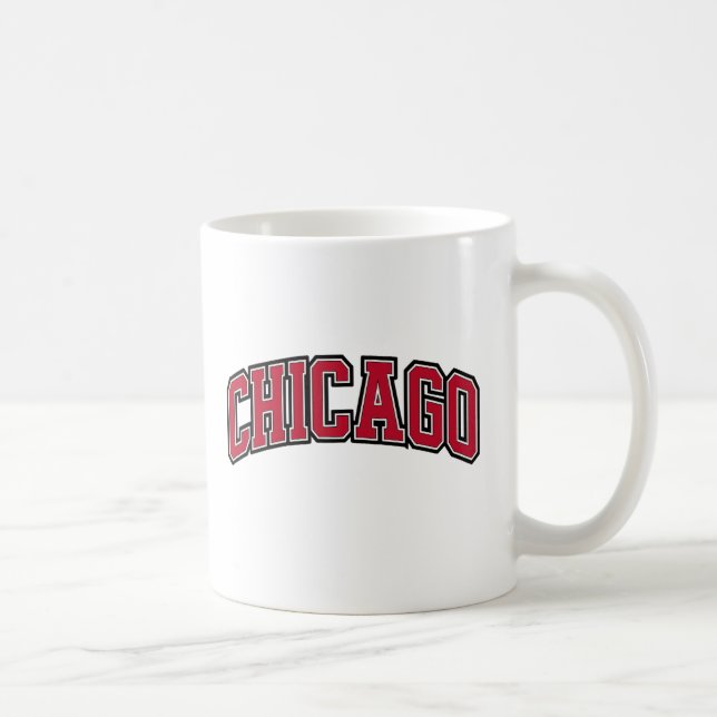 Chicago Red Block Varsity Stil Text Design Kaffemugg (Höger)
