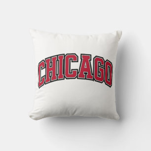 Chicago Red Block Varsity Stil Text Design Kudde
