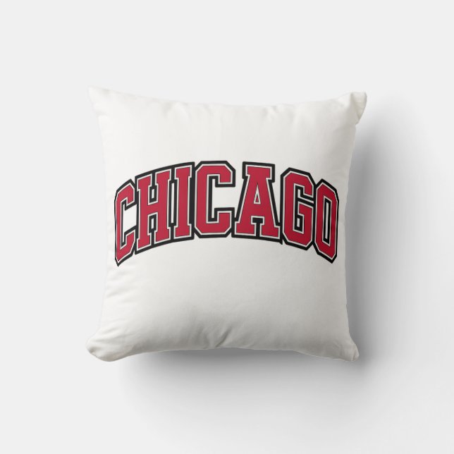 Chicago Red Block Varsity Stil Text Design Kudde (Framsida)