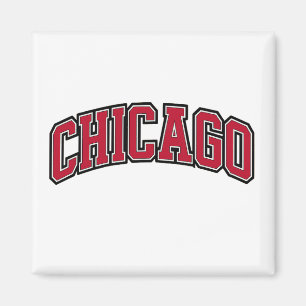 Chicago Red Block Varsity Stil Text Design Magnet
