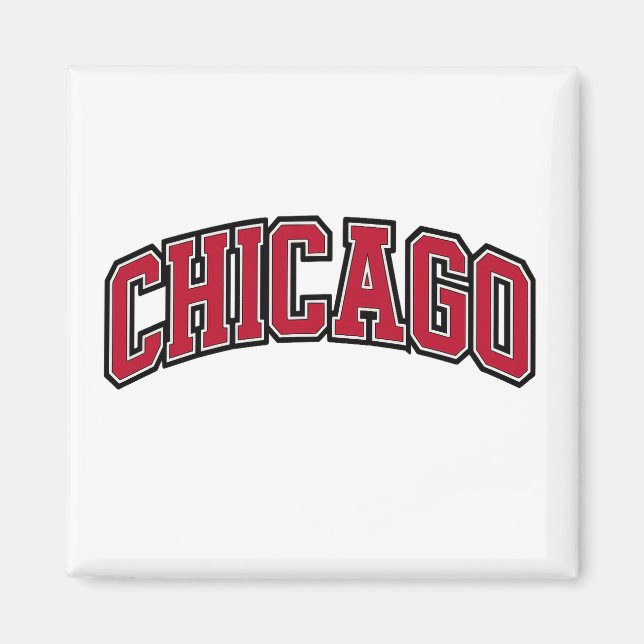 Chicago Red Block Varsity Stil Text Design Magnet (Framsidan)