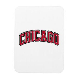 Chicago Red Block Varsity Stil Text Design Magnet
