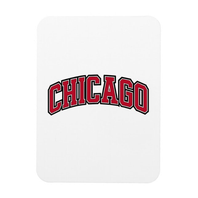 Chicago Red Block Varsity Stil Text Design Magnet (Vertikal)
