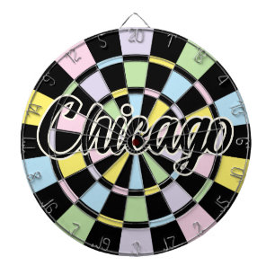 Chicago redigerbar text Svart och pastellfärger Darttavla
