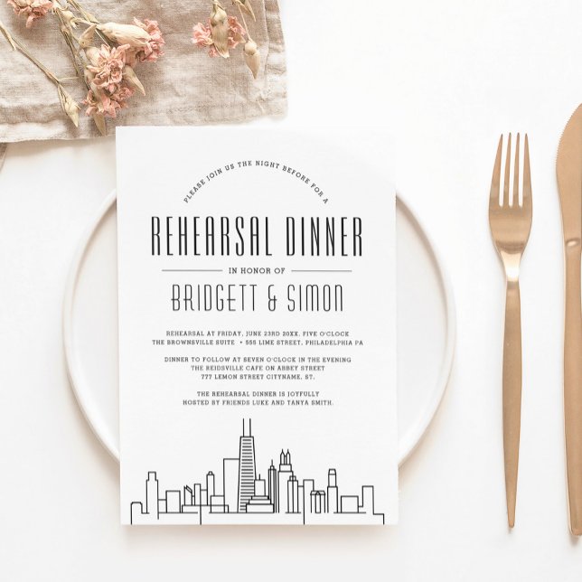 Chicago Rehearsal Dinner | City Skyline Inbjudningar (Skapare uppladdad)