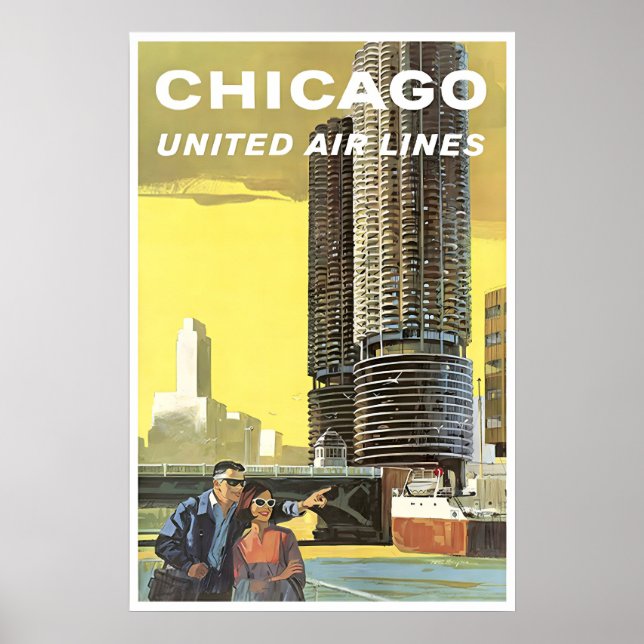 Chicago Resor Affisch Illinois Tryck United (Framsidan)