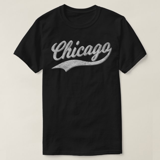 CHICAGO RETRO CLASSIC SPORTS SCRIPT CURSIVE TEXT V T SHIRT (Design framsida)