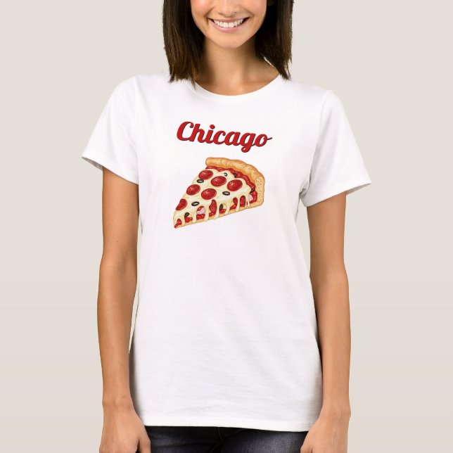 Chicago Retro Deep Dish Pizza T-shirt (Framsida)
