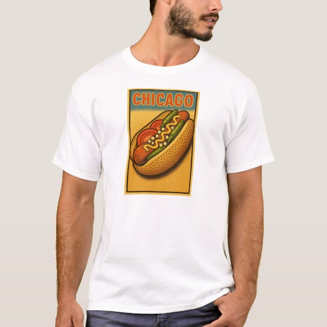 Chicago Retro Hett Hund T-Shirt (Framsida)