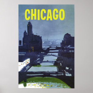 Chicago. Retro Stil Travel-affisch Poster