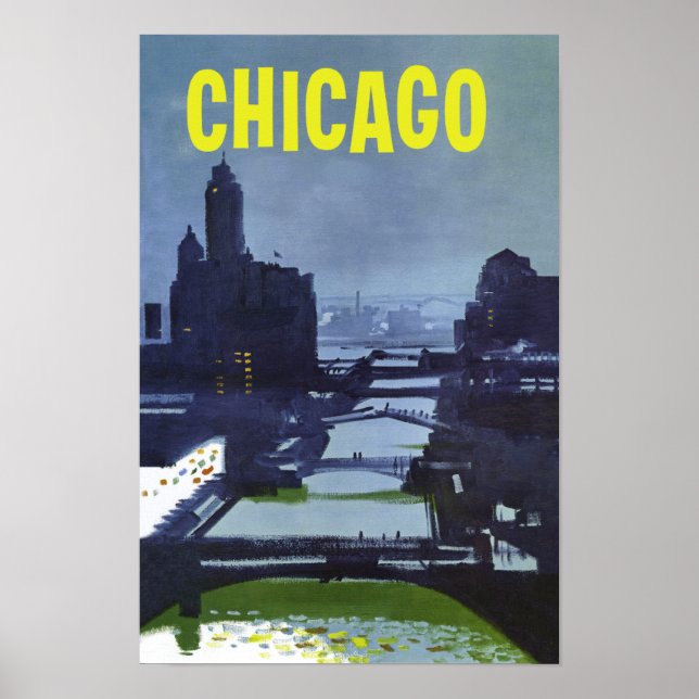Chicago. Retro Stil Travel-affisch Poster (Framsidan)