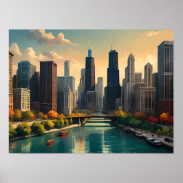 Chicago Retro Vibes - Classic Cityscape Poster