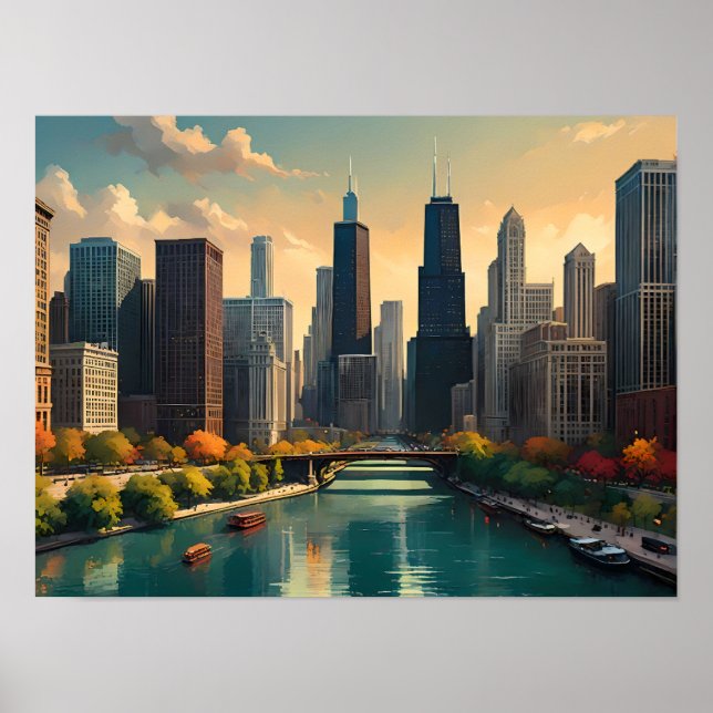 Chicago Retro Vibes - Classic Cityscape Poster (Framsidan)