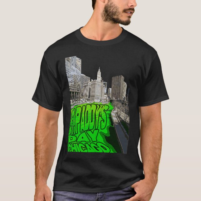 Chicago River Dyed Grönt Tradition St patricks day T Shirt (Framsida)
