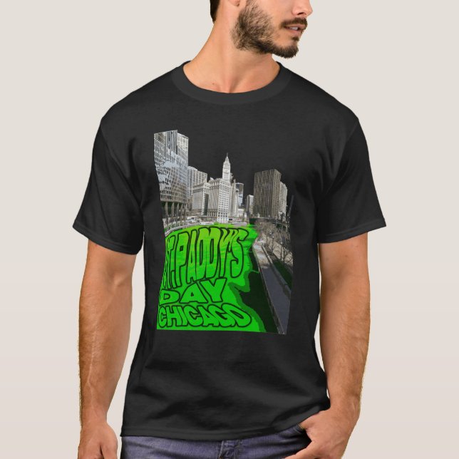 Chicago River Dyed Grönt Tradition St patricks day T Shirt (Framsida)