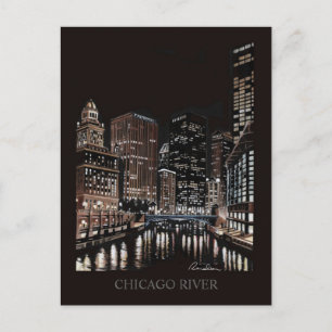 Chicago River finkonst Ransom Art Vykort