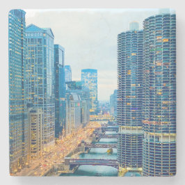 Chicago River i Dusk Stenunderlägg