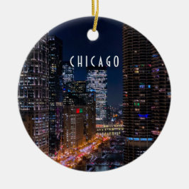 Chicago River i Night Ceramic Ornament