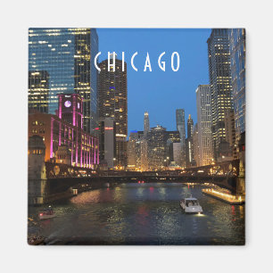 Chicago River i Night Magnet