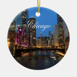 Chicago River i Night Ornament