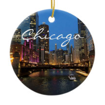 Chicago River i Night Ornament