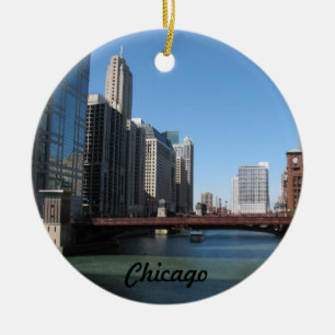 Chicago River Julgransprydnad Keramik