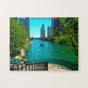 Chicago River. Julhälsningar Pussel