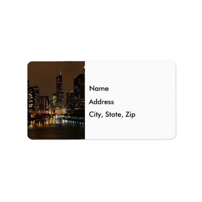 Chicago River Night Storm Address Label Adressetikett (Framsidan)
