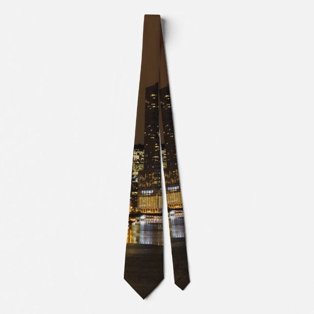 Chicago River Night Storm Neck Tie Slips (Framsida)