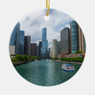 Chicago River och trumftorn Julgransprydnad Keramik