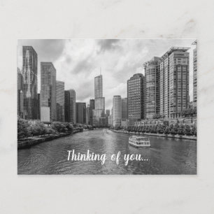 Chicago River och Trump Torn Grayscale PostCard Vykort