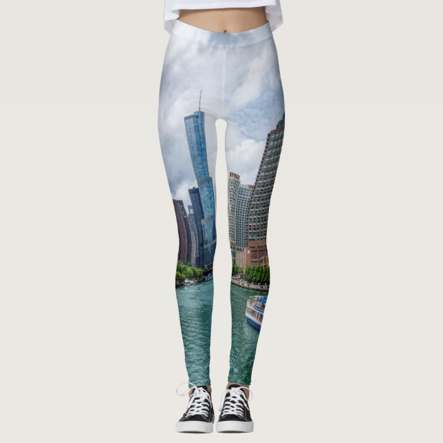 Chicago River och Trump Torn Leggings (Framsida)