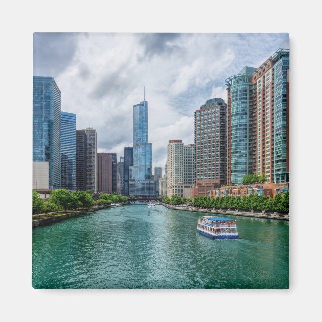 Chicago River och Trump Torn Magnet (Framsidan)
