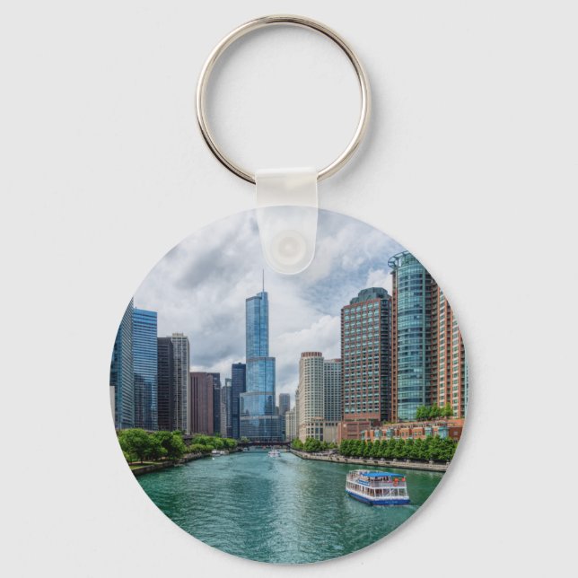 Chicago River och Trump Torn Nyckelring (Framsida)
