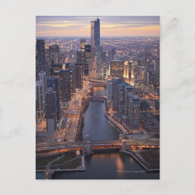 Chicago River och Trump Torn ovanifrån Vykort (Framsida)