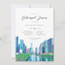 Chicago River Rehearsal Dinner-inbjudan