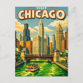 Chicago River Saint Patricks day postcard Inbjudan Vykort