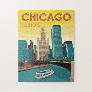 Chicago River Skyline Vintage resor Pussel