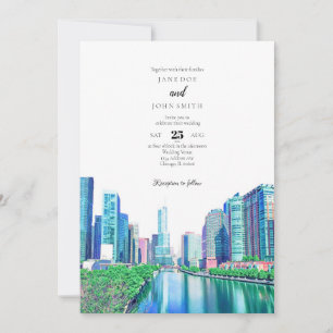 Chicago River Wedding-inbjudan Inbjudningar