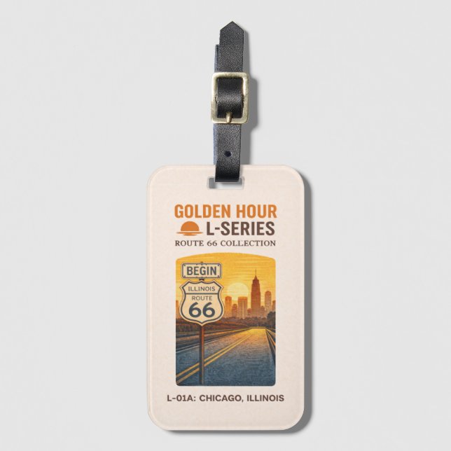 Chicago Route 66 Börja Gyllene Timmen L-serien Bagagebricka (Framsida vertikal)