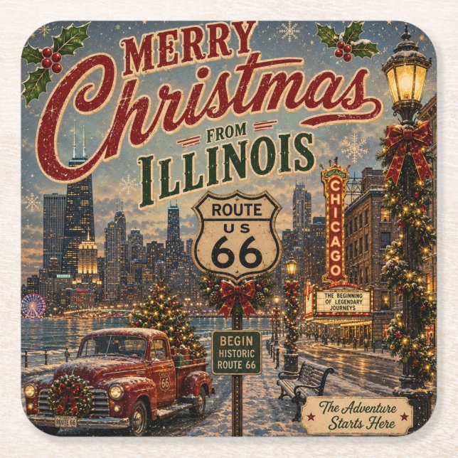 Chicago Route 66 julbordstillägg Underlägg Papper Kvadrat (Framsidan)