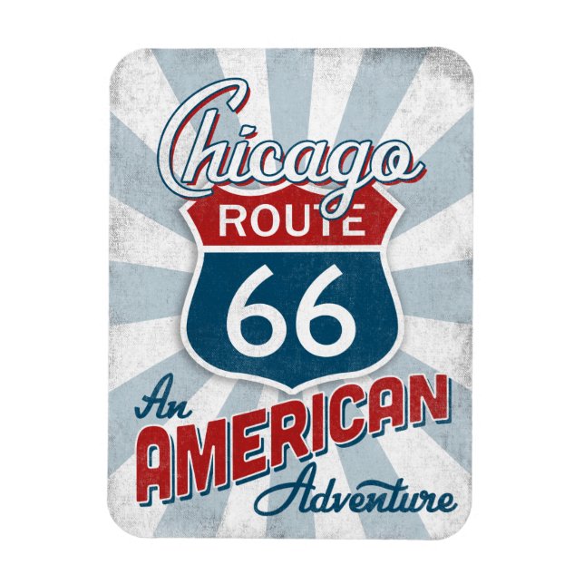 Chicago Route 66 Vintage America Illinois Magnet (Vertikal)