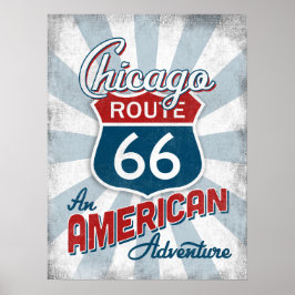 Chicago Route 66 Vintage America Illinois Poster