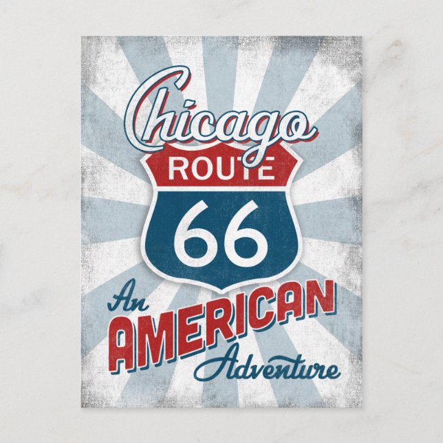 Chicago Route 66 Vintage America Illinois Vykort (Framsida)