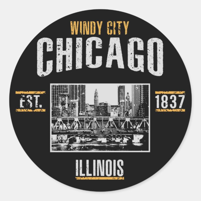 Chicago Runt Klistermärke (Framsida)