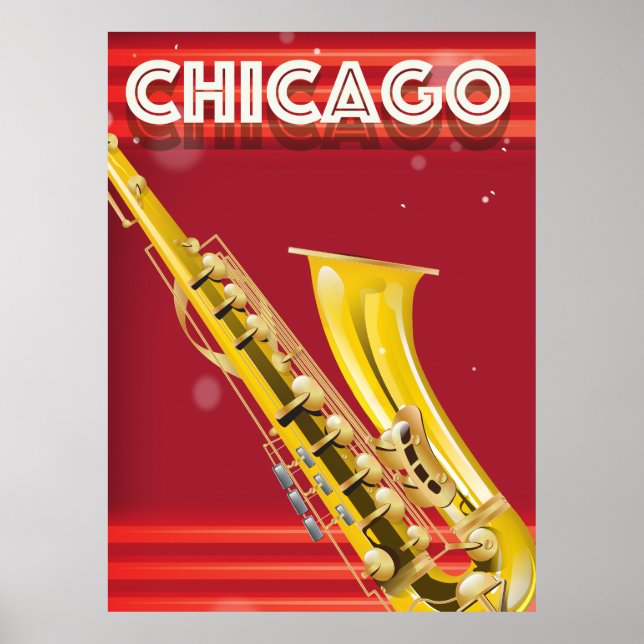 Chicago Saxophone-reseaffisch Poster (Framsidan)