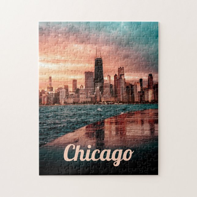 Chicago Scenia Puzzles City Art Hard Jigszle Puzzl Pussel (Vertikal)