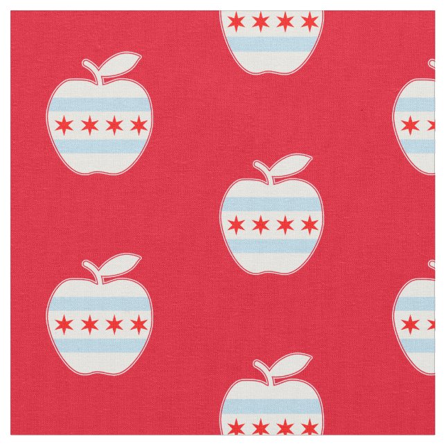 Chicago School Lärare Apple Flagga Red for Ed Tyg (Närbild)